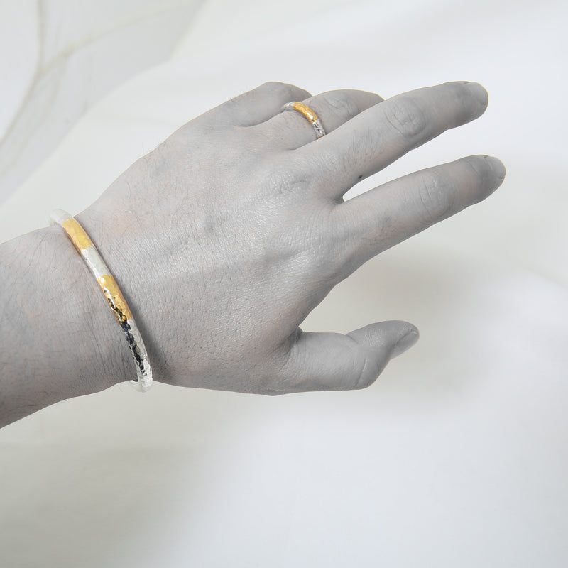 【2023AW COLLECTION】 BT-02D TSUKI TO TAIYO BANGLE(24K GOLD DOUBLE ACCENT)  /  月と太陽 バングル (K24＆999SV)