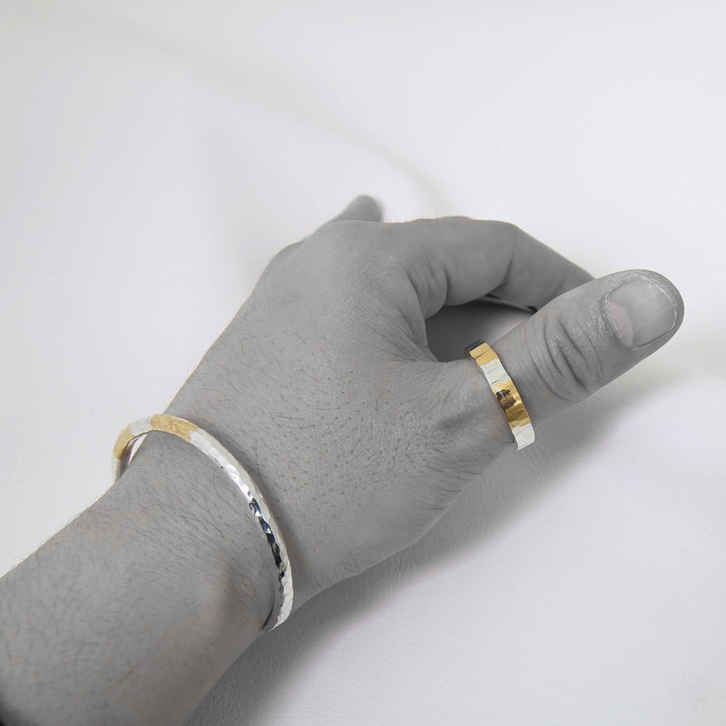 【2023AW COLLECTION】RT-05D TSUKI TO TAIYO RING(24K GOLD ACCENT)  /  月と太陽 リング (K24＆999SV)