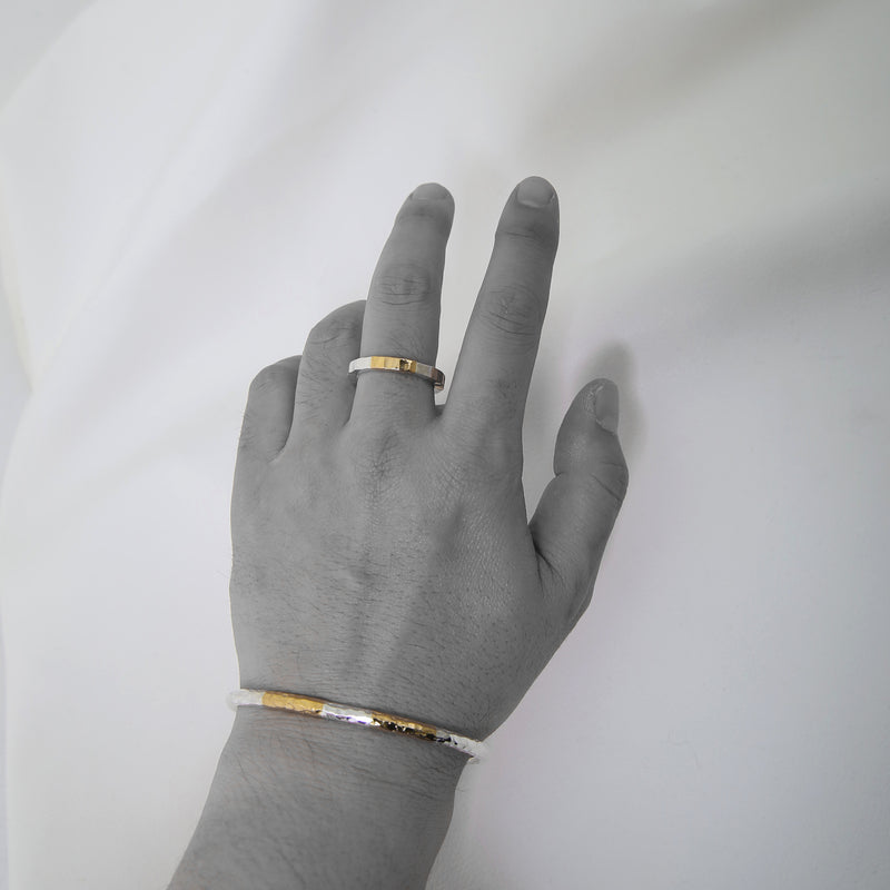 【2023AW COLLECTION】 BT-01D TSUKI TO TAIYO BANGLE(24K GOLD DOUBLE ACCENT)  /  月と太陽 バングル (K24＆999SV)
