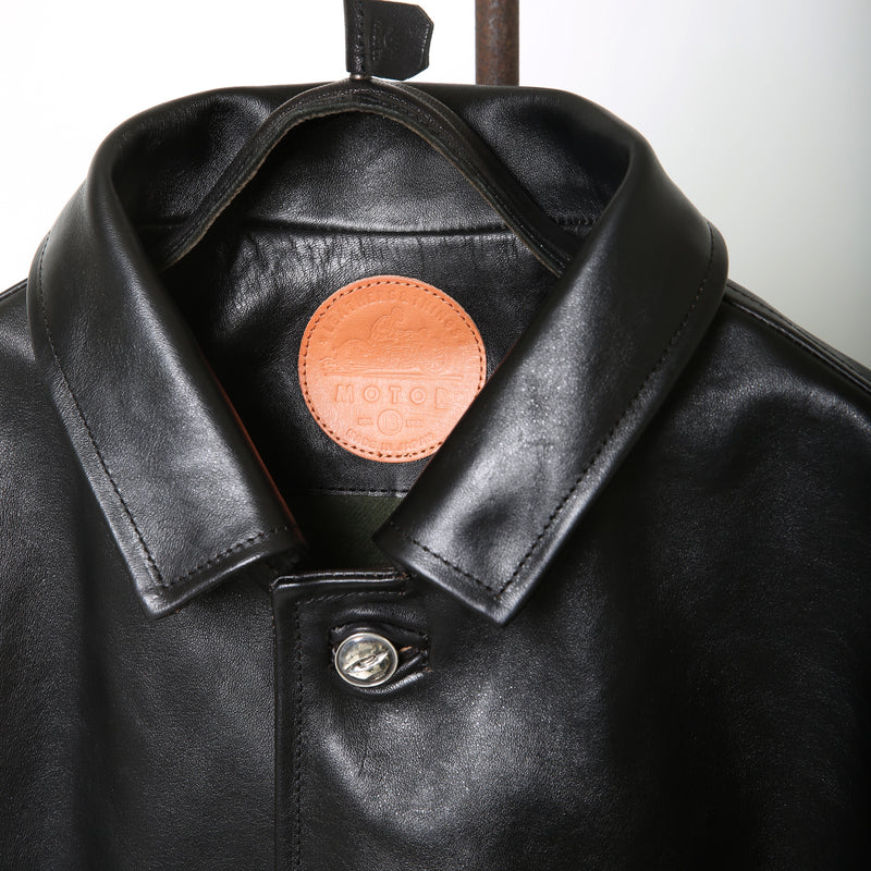 【2way】Vintage leather  car coat blackフロントポケット2