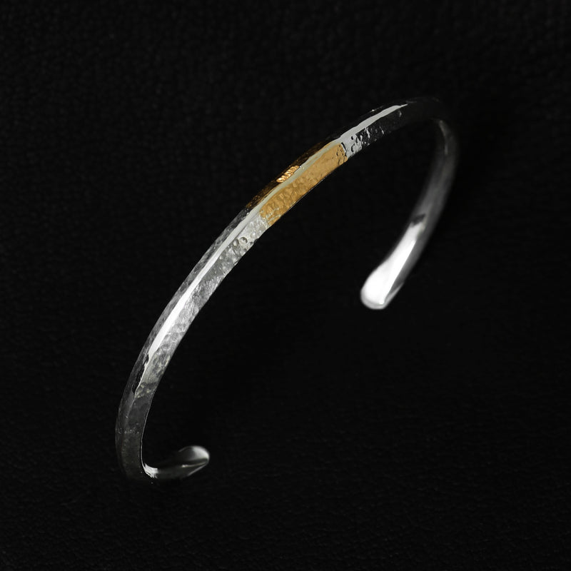 BTN-10 TSUKI TO TAIYO NATIVE STAMP BANGLE(24K GOLD ACCENT)  /  月と太陽 ネイティブスタンプ バングル (K24＆999SV)