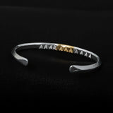 BTN-11 TSUKI TO TAIYO NATIVE STAMP BANGLE(24K GOLD ACCENT)  /  月と太陽 ネイティブスタンプ バングル (K24＆999SV)