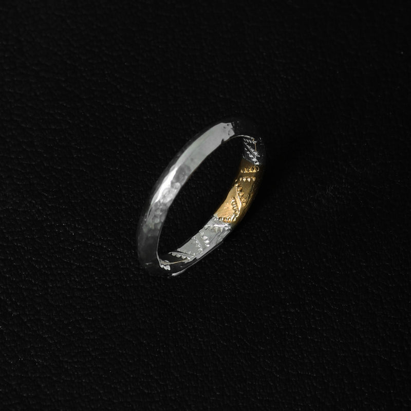 RTN-10 TSUKI TO TAIYO NATIVE STAMP RING (24K GOLD ACCENT)  /  月と太陽　ネイティブスタンプ リング