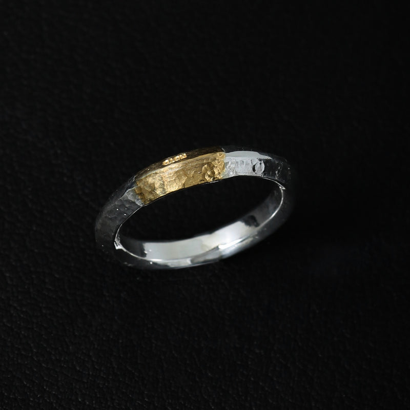 RTN-11 TSUKI TO TAIYO NATIVE STAMP RING (24K GOLD ACCENT)  /  月と太陽　ネイティブスタンプ リング