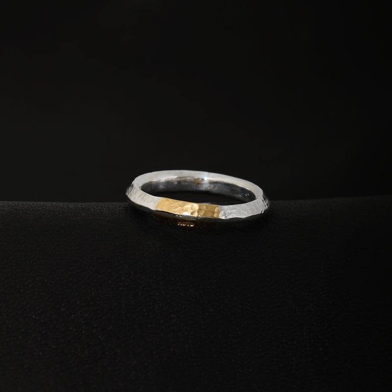 RTN-11 TSUKI TO TAIYO NATIVE STAMP RING (24K GOLD ACCENT)  /  月と太陽　ネイティブスタンプ リング