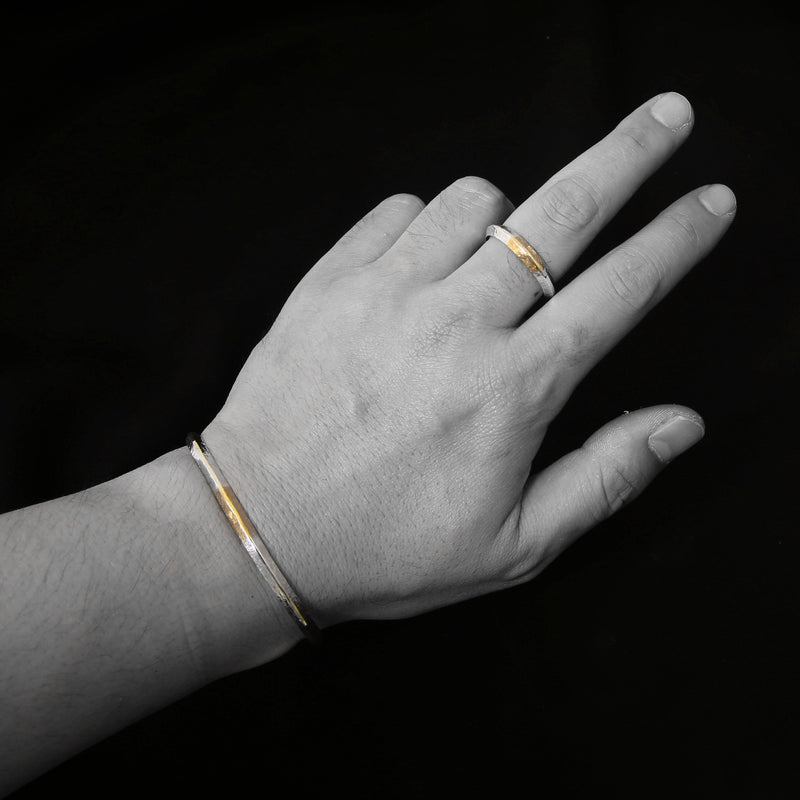 【2023AW COLLECTION】RTN-11 TSUKI TO TAIYO NATIVE STAMP RING (24K GOLD ACCENT)  /  月と太陽　ネイティブスタンプ リング