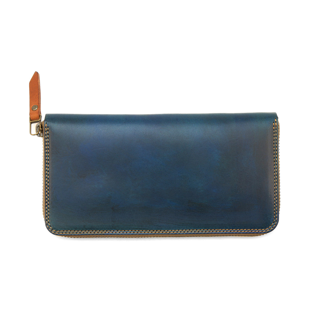 FW1D ≪NAVY≫ HAND-DYED ZIP LONG WALLET / 手染めジップロング