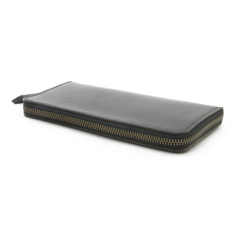 FW1D ≪BLACK≫ HAND-DYED ZIP LONG WALLET / 手染めジップ