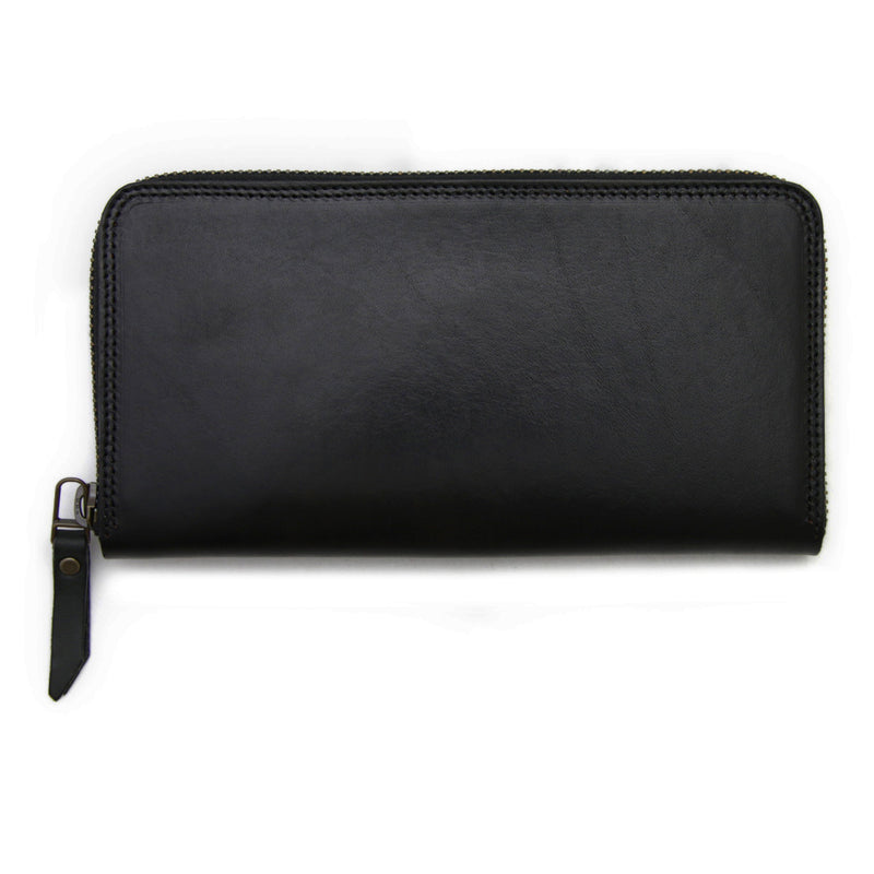 FW1D ≪BLACK≫ HAND-DYED ZIP LONG WALLET / 手染めジップロングウォレット