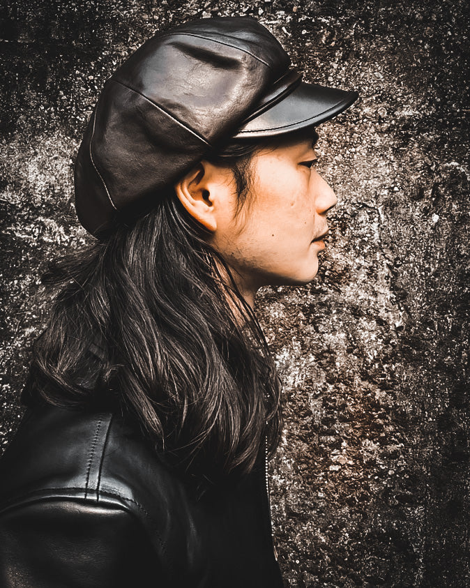 【2023AW COLLECTION】"MOTOR NEW VINTAGE" HORSE FRONT LEATHER BIKERS CAP ホースフロントレザー バイカーズキャップ