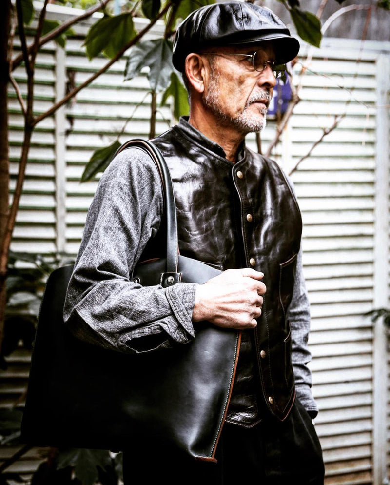 【2023AW COLLECTION】"MOTOR NEW VINTAGE" HORSE FRONT LEATHER BIKERS CAP ホースフロントレザー バイカーズキャップ