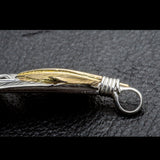 FT-02R , FEATHER PENDANT (18K GOLD ACCENT) , LARGE ,  RIGHT /  上金大フェザー(右)