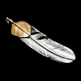 FT-02L , FEATHER PENDANT (18K GOLD ACCENT) , LARGE ,  LEFT /  上金大フェザー(左)