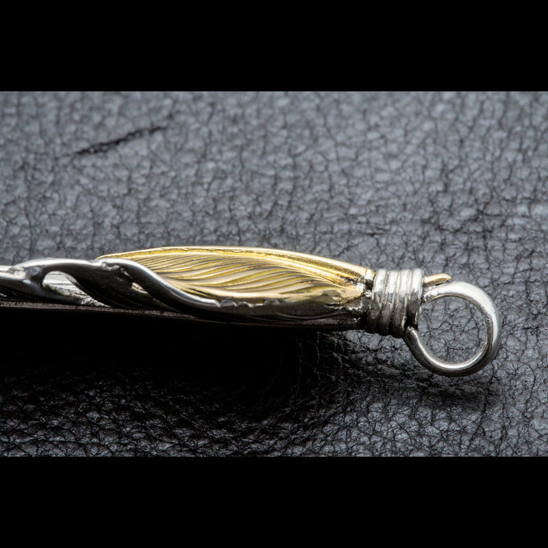 FT-02L , FEATHER PENDANT (18K GOLD ACCENT) , LARGE ,  LEFT /  上金大フェザー(左)