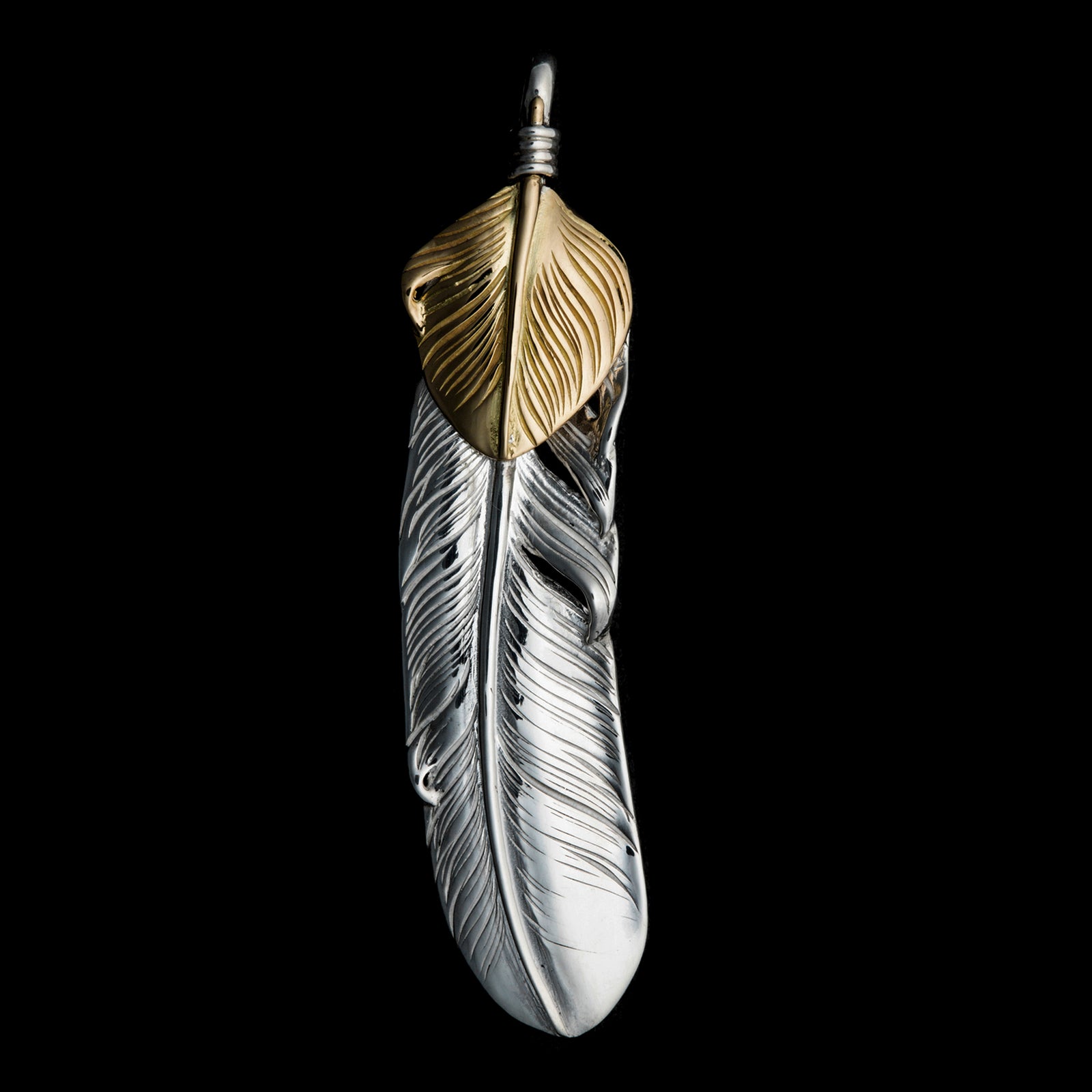 アクセサリー pete36 FT-02L , FEATHER PENDANT (18K GOLD ACCENT) , LARGE , LEFT