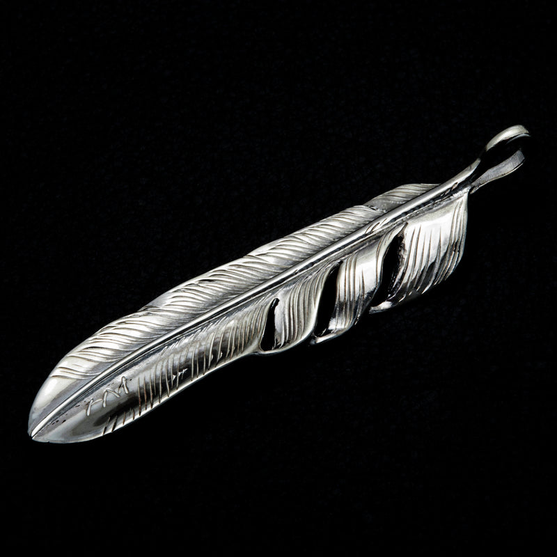 FT-03R , FEATHER PENDANT (18K GOLD ACCENT) , LARGE ,  RIGHT /  K18メタル付大フェザー(右)