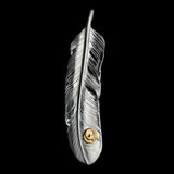 FT-03L , FEATHER PENDANT (18K GOLD ACCENT) , LARGE ,  LEFT /  K18メタル付大フェザー(左)