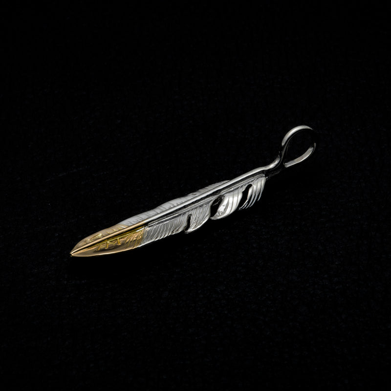 MOTOR FT-09R , FEATHER PENDANT (18K GOLD ACCENT) , SMALL , RIGHT /  先金小フェザー(右)