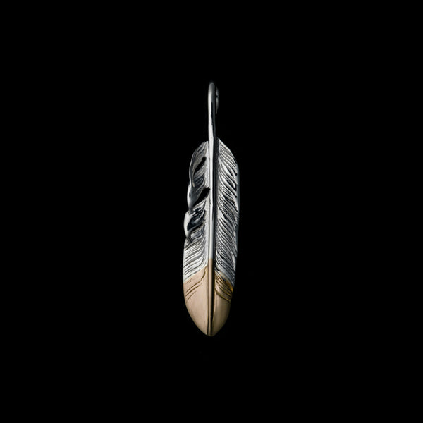 FT-09R , FEATHER PENDANT (18K GOLD ACCENT) , SMALL , RIGHT