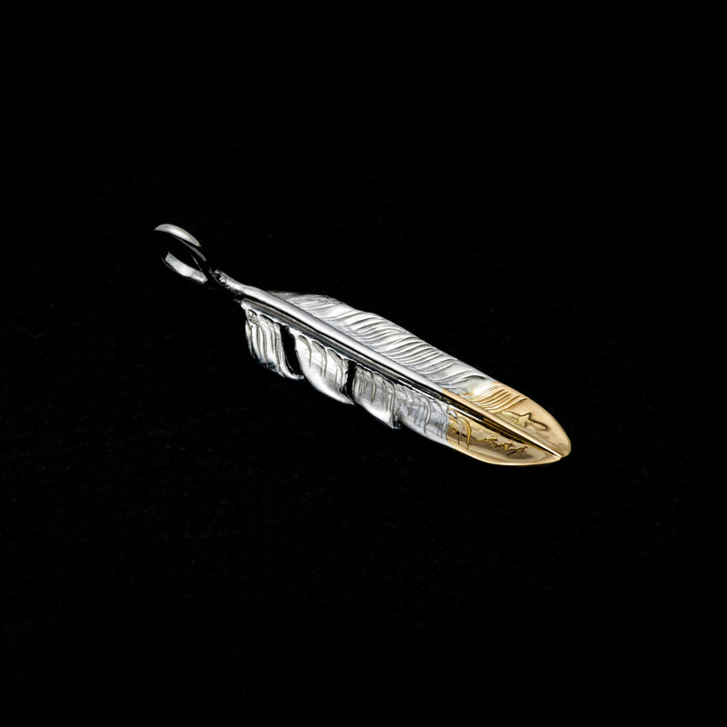 MOTOR FT-09L , FEATHER PENDANT (18K GOLD ACCENT) , SMALL , LEFT /  先金小フェザー(左)