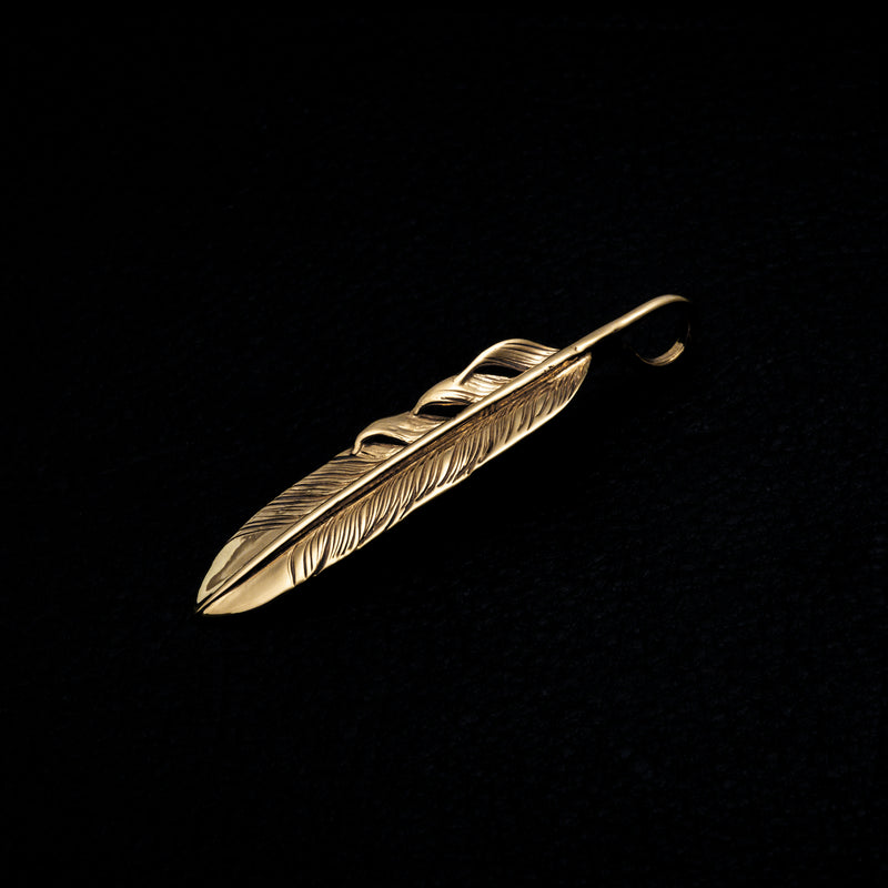 MOTOR FTG-03R , K18 GOLD FEATHER PENDANT ,  SMALL , RIGHT /  全金小フェザー(右)