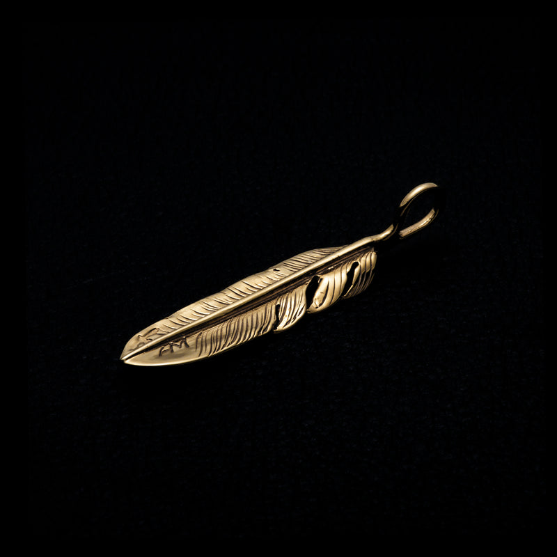 MOTOR FTG-03R , K18 GOLD FEATHER PENDANT ,  SMALL , RIGHT /  全金小フェザー(右)