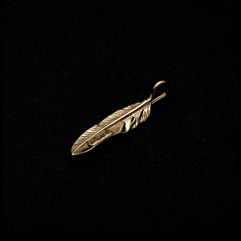 MOTOR FTG-04R , K18 GOLD FEATHER PENDANT ,  X-SMALL , RIGHT /  全金極小フェザー(右)