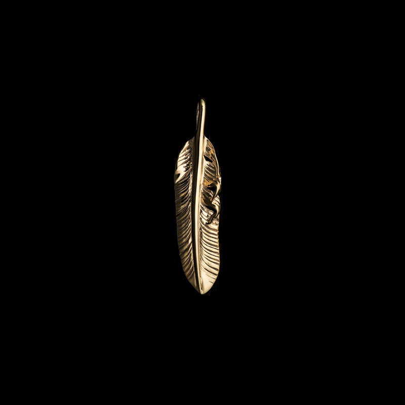 MOTOR FTG-04L , K18 GOLD FEATHER PENDANT ,  X-SMALL , LEFT /  全金極小フェザー(左)