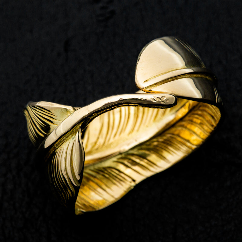 RGG-01 , K18GOLD KAZEKIRI FEATHER RING  /  K18全金風切りフェザーリング