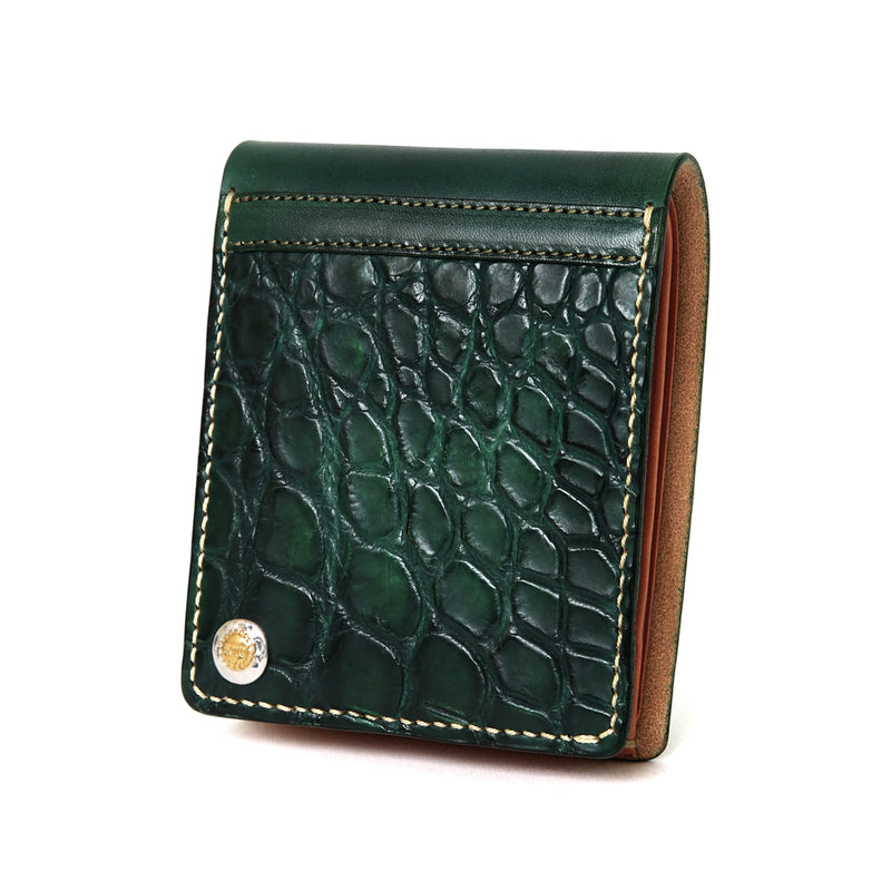 【2025 SPECIAL】W1 ハンドダイ・ヌメクロコ × ハンドダイ・ベルギーヌメ ≪GREEN≫ ショートウォレット