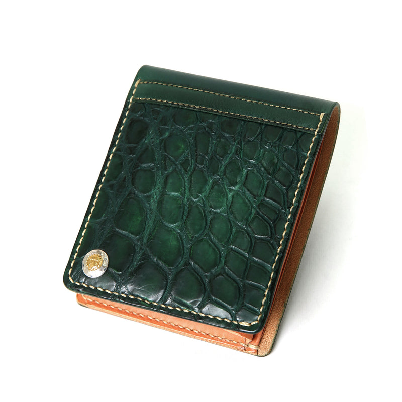 【2025 SPECIAL】W1 ハンドダイ・ヌメクロコ × ハンドダイ・ベルギーヌメ ≪GREEN≫ ショートウォレット