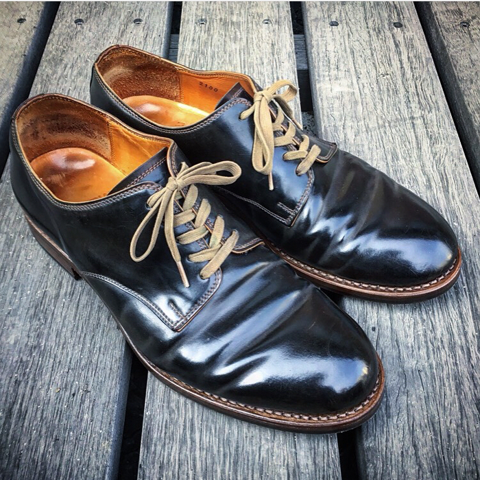 ちょも               【CORDOVAN】ブラックコードバン MOTO コードバンプレーントゥシューズ ブラック革靴 26cm